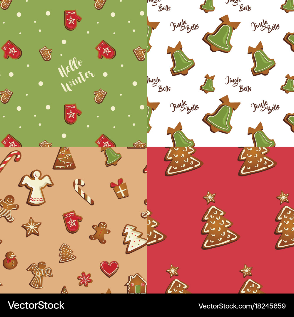 Gingerbread cookies seamless pattern Royalty Free Vector