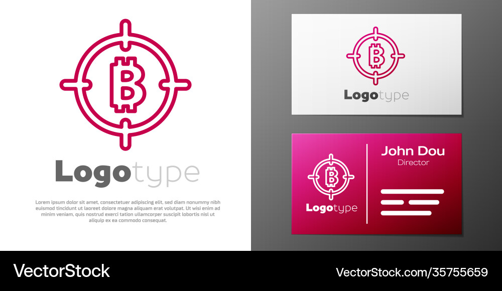 Logotype line bitcoin in target icon isolated Logotype line bitcoin in target icon isolated Vector Image