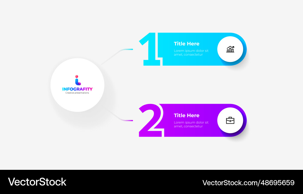 Mind map with 2 numbers elements connected to main Mind map with 2 numbers elements connected to main vector image