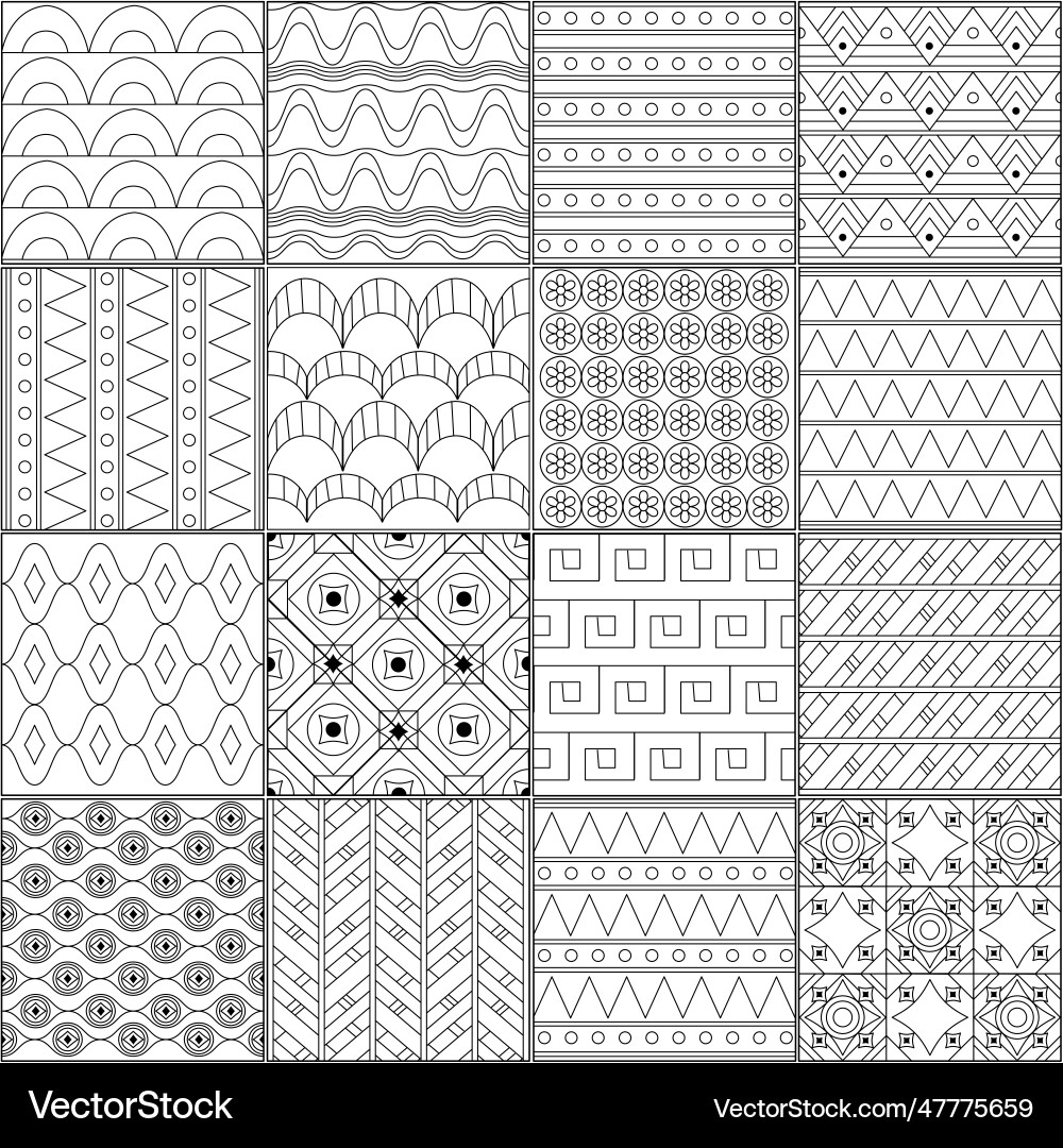 Patchwork made from squares of geometric patterns Vector Image