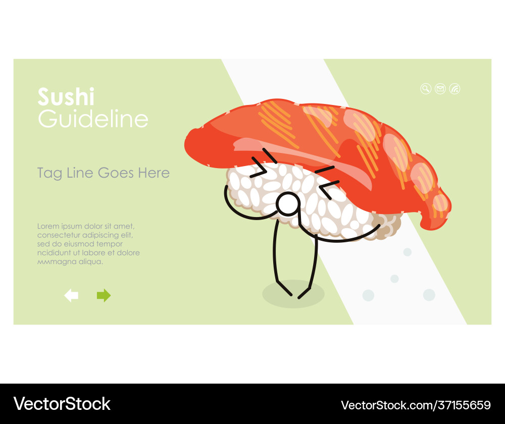 Sushi guideline web page interface design template Sushi guideline web page interface design template Vector Image