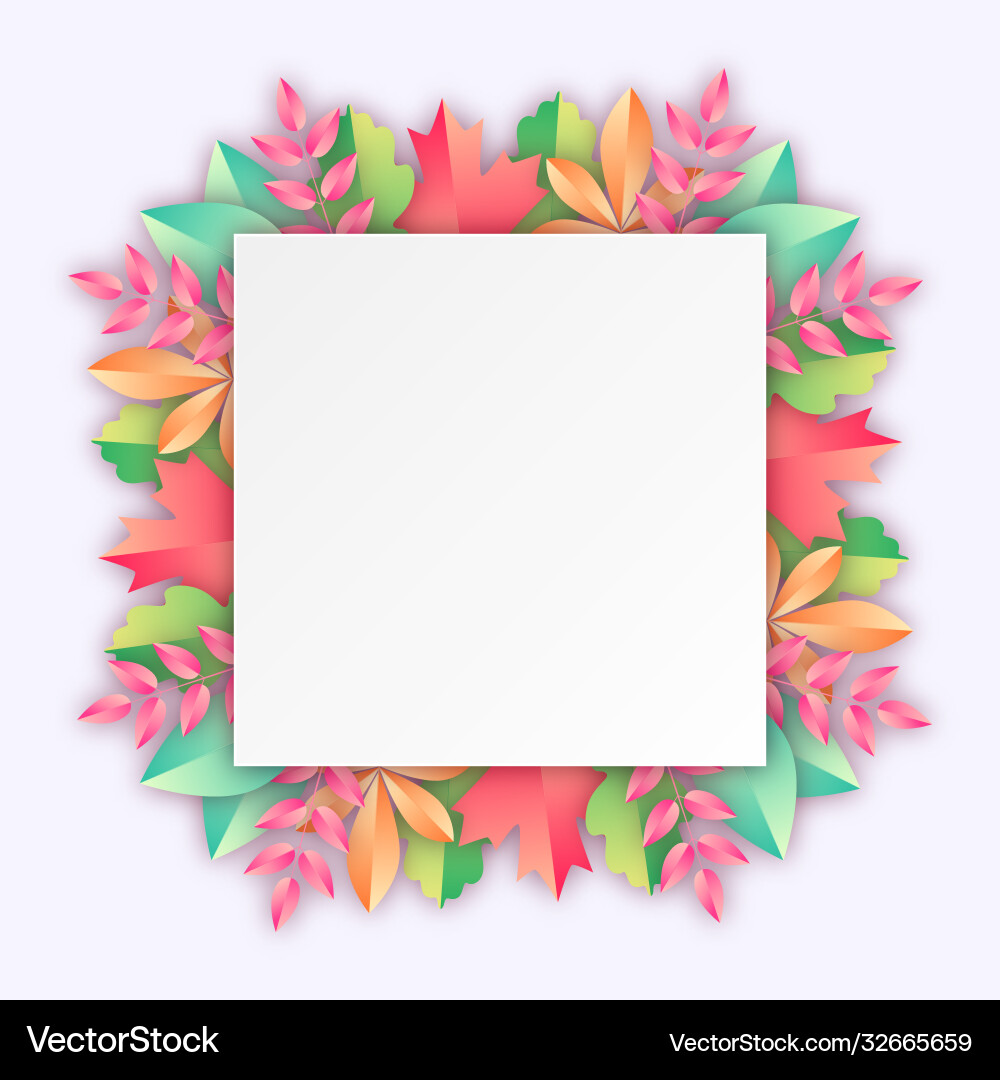 White rectangular frame with colorful autumn White rectangular frame with colorful autumn vector image