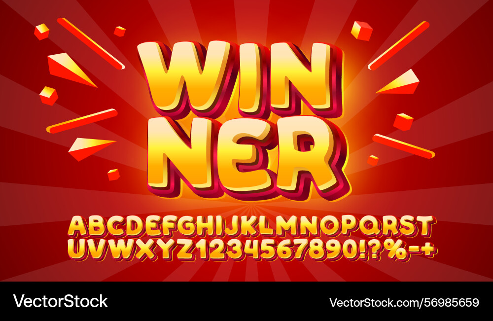 Winner font set collection letters and numbers Vector Image