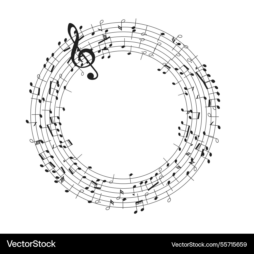 Zirkulares Notendesign mit Treble clef Zirkulares Notendesign mit Treble clef vektorbild
