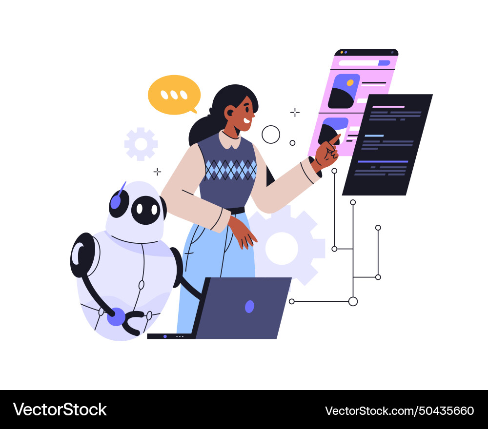 Artificial intelligence help analyze data Artificial intelligence help analyze data vector image