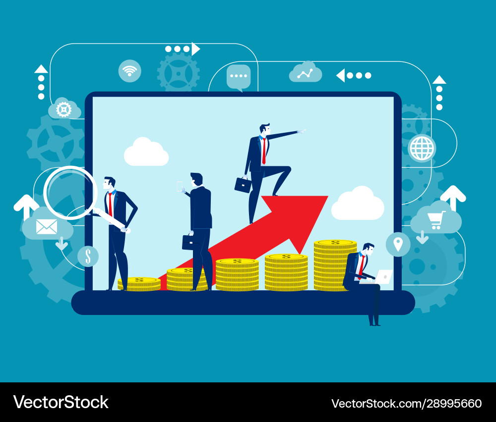 Business people applies technology to improve Business people applies technology to improve vector image