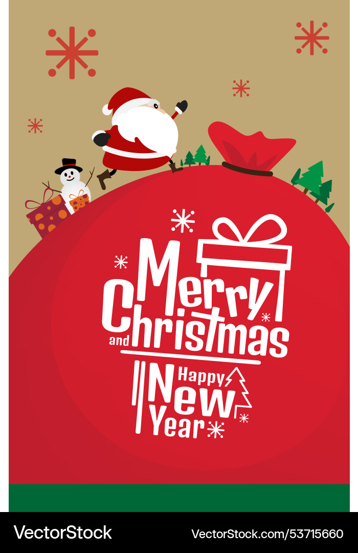 Christmas greeting card with santa snowman Christmas greeting card with santa snowman vector image