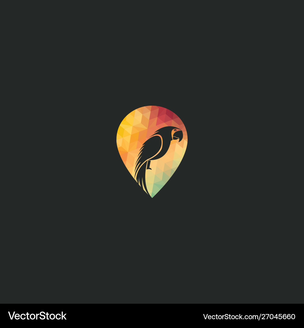 Parrot and map pointer logo design Parrot and map pointer logo design Vector Image