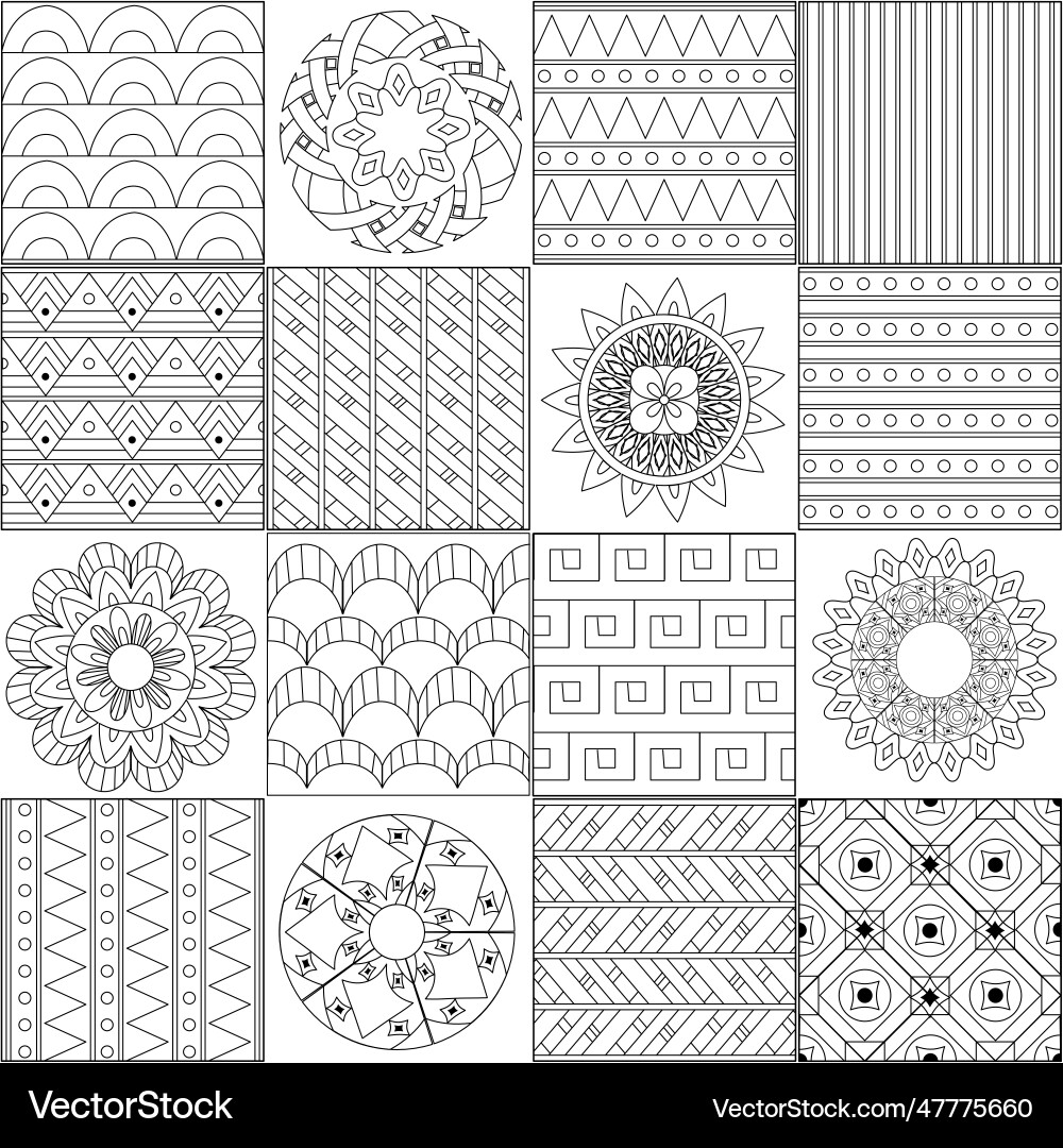 Patchwork made from squares of geometric patterns Patchwork made from squares of geometric patterns Vector Image