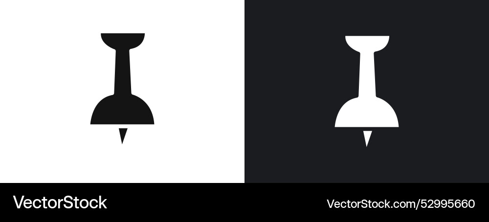 Push pin icon linear graphics set in black Vector Image