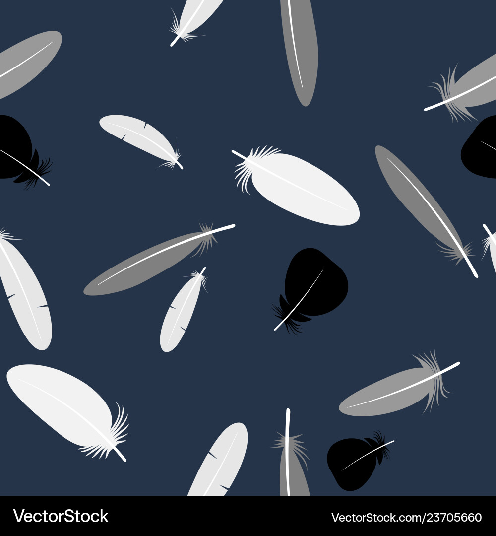 Seamless minimalistic pattern with feathers Seamless minimalistic pattern with feathers Vector Image