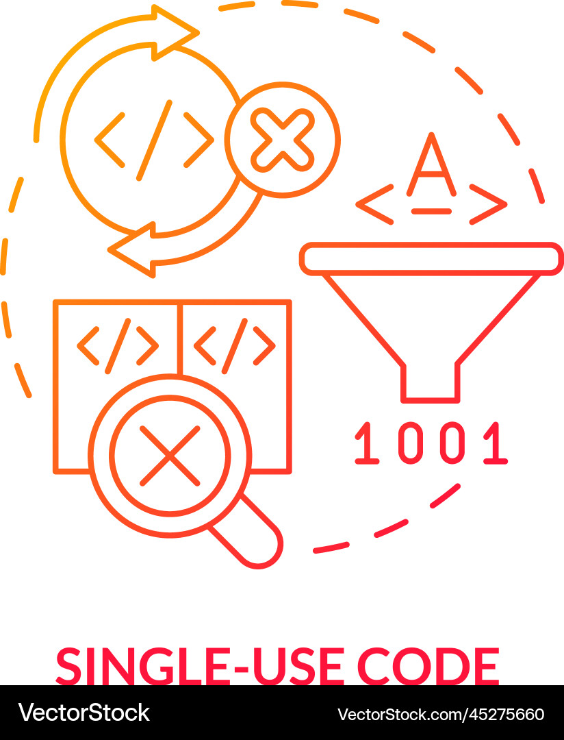 Single-use code red gradient concept icon Single-use code red gradient concept icon Vector Image