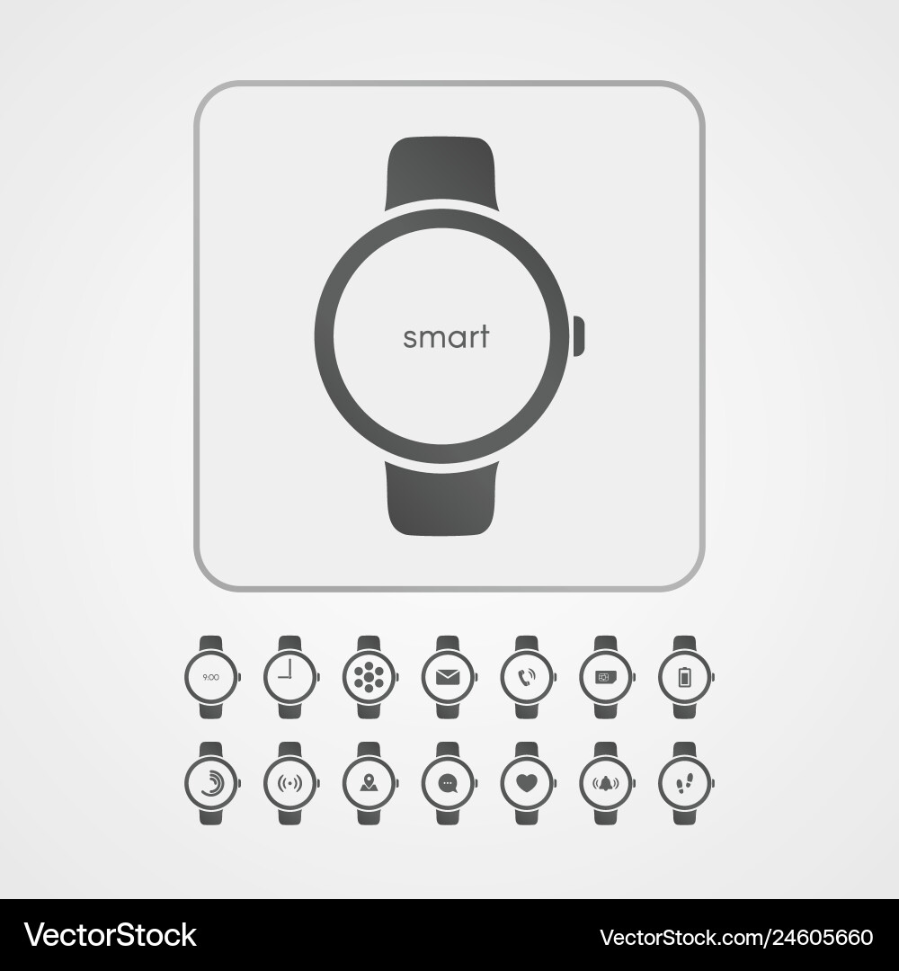 Smart watch with application icon on screen Vector Image