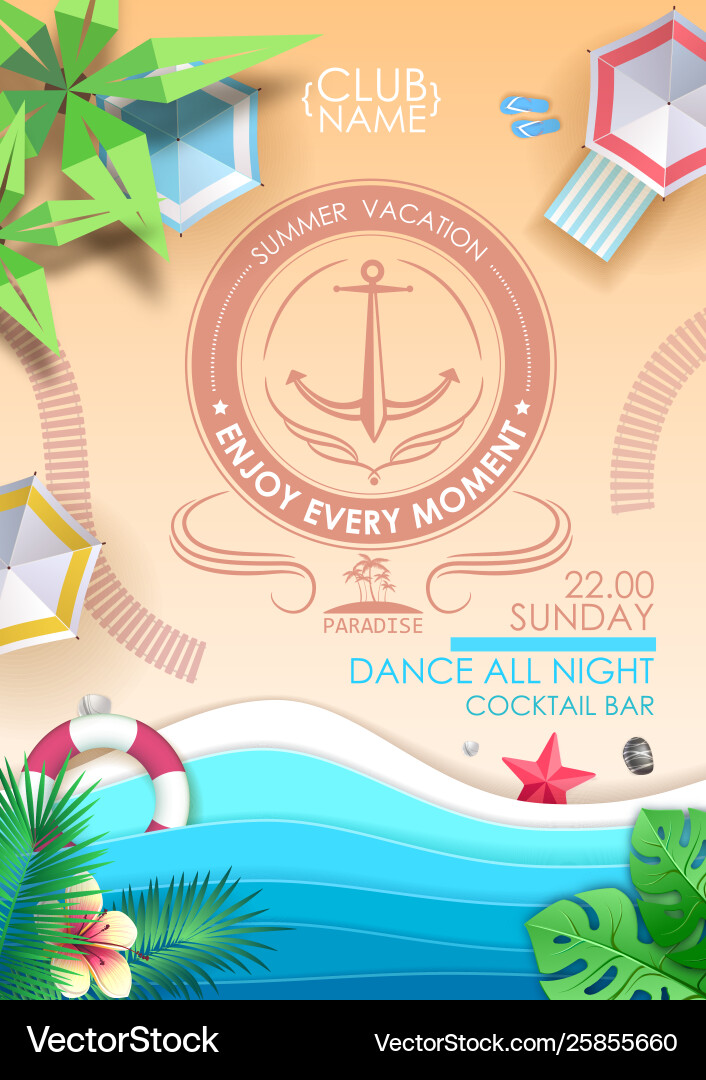 Sommer Strand Party Poster top view Sommer Strand Party Poster top view vektorbild