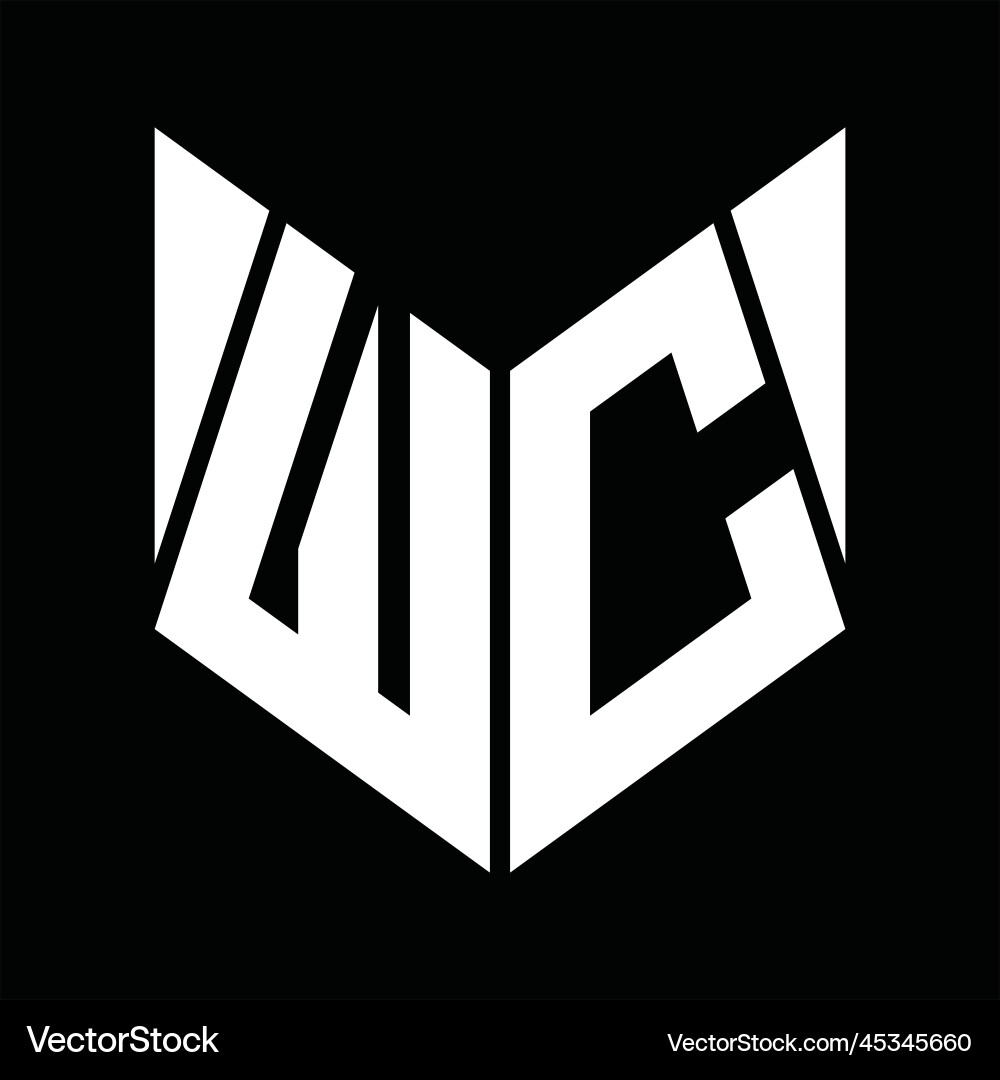 Wc logo monogram hexagon slice design template Wc logo monogram hexagon slice design template Vector Image