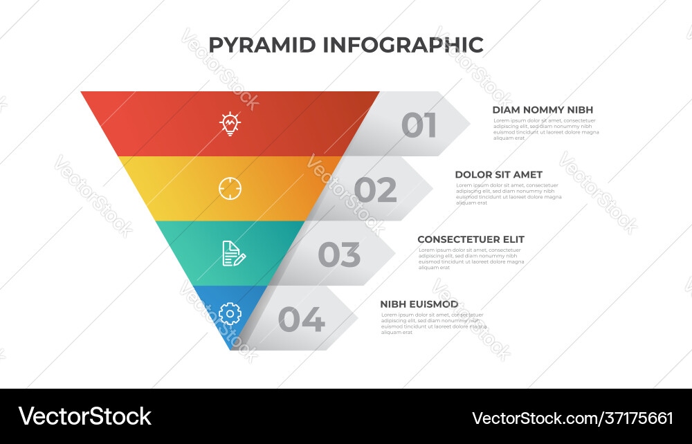 4 points pyramid list diagram triangle 4 points pyramid list diagram triangle vector image