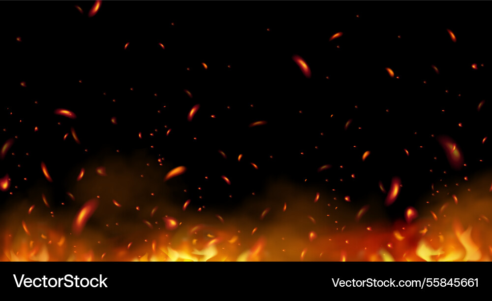 Burning hot sparks effect flame Burning hot sparks effect flame Vector Image