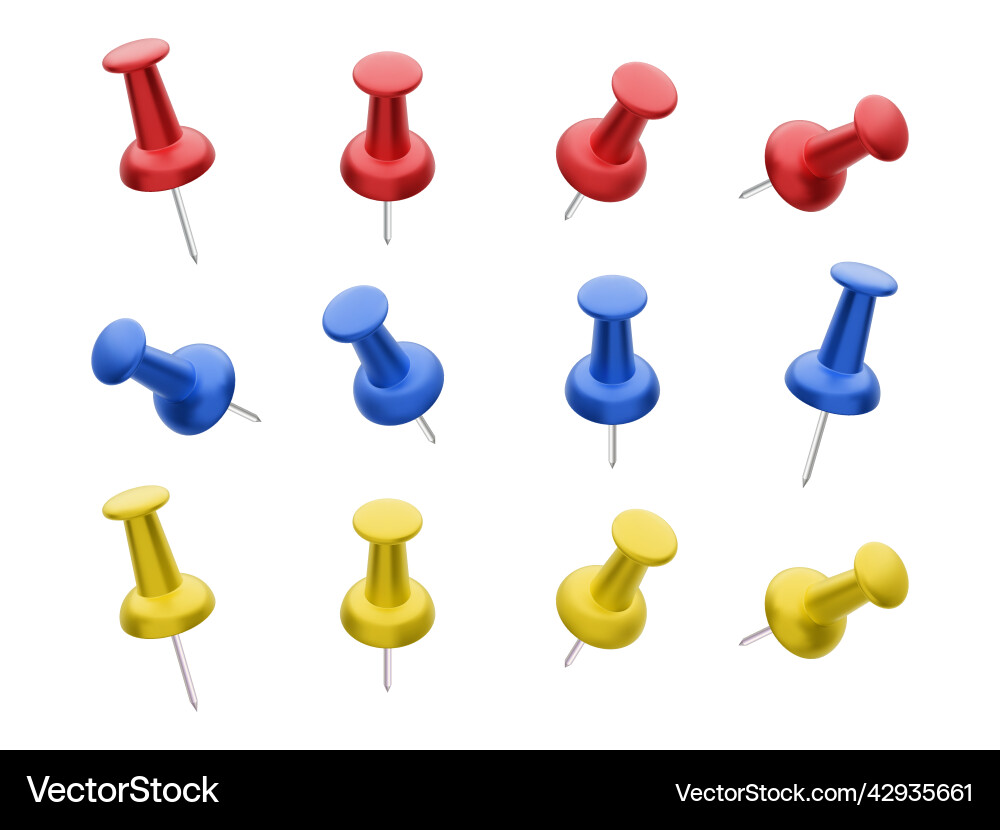 Collection of various red yellow and blue push vector image