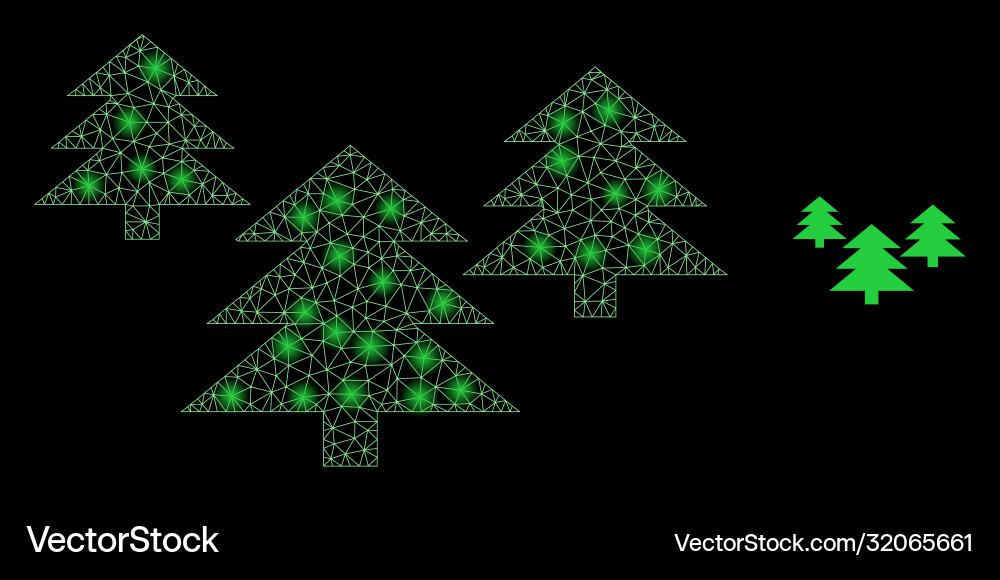 Fir tree forest - bright web network with glare Vector Image