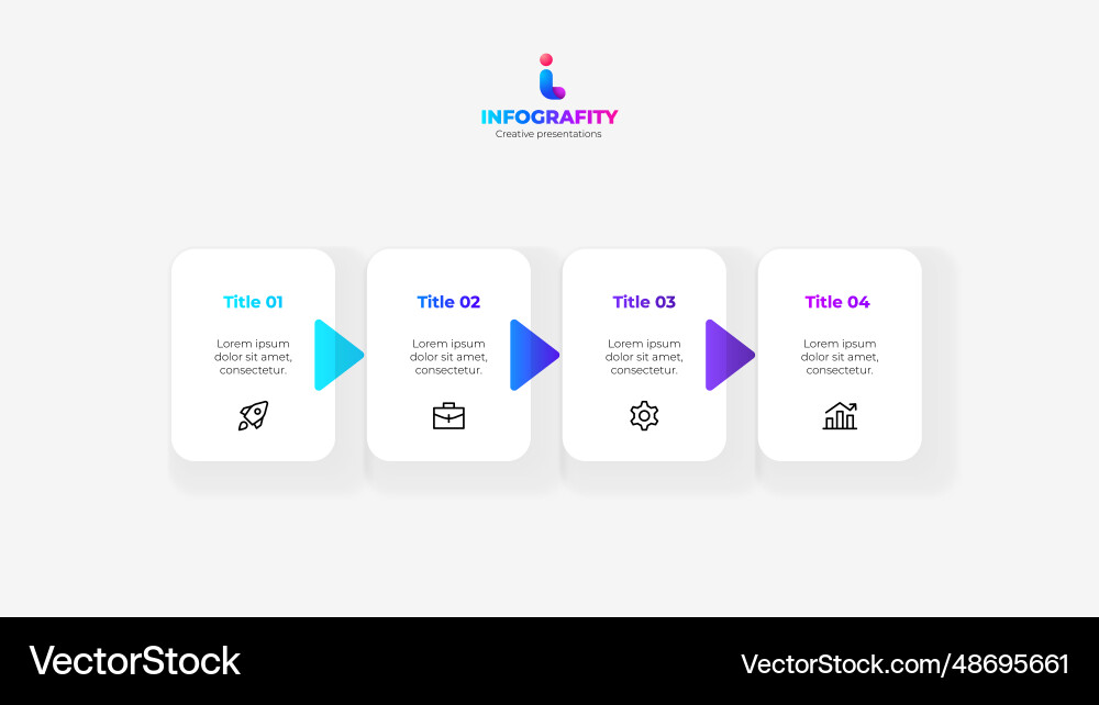 Four rectangular elements with arrows placed Four rectangular elements with arrows placed vector image
