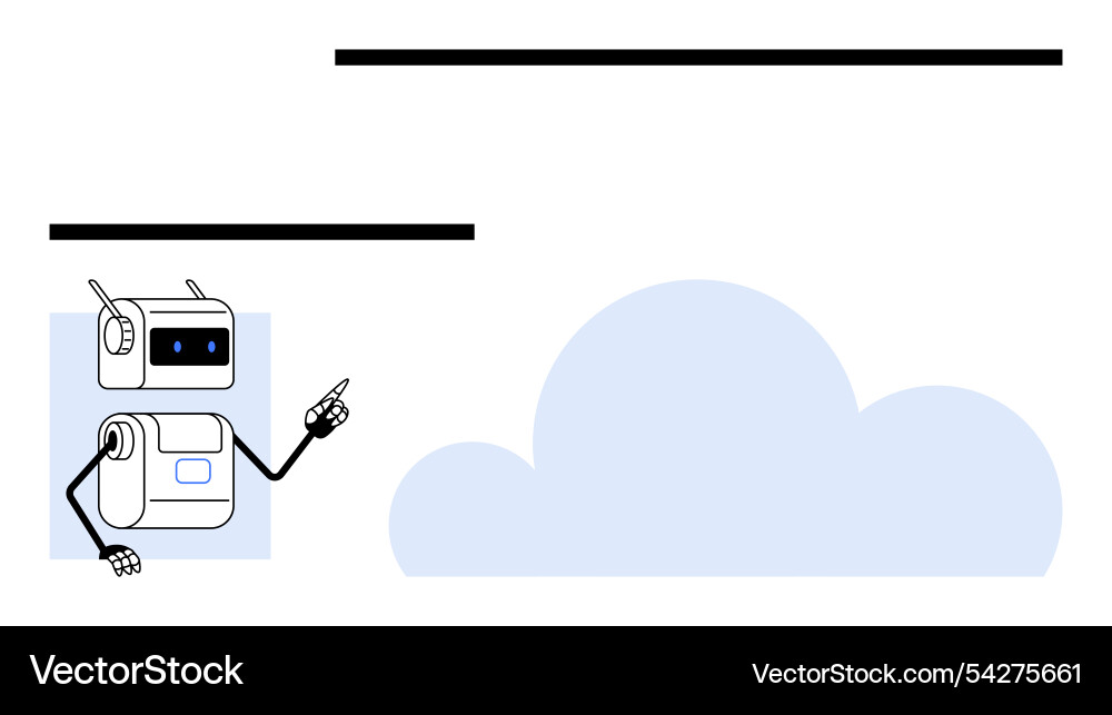 Friendly robot mascot with cloud computing theme Friendly robot mascot with cloud computing theme Vector Image