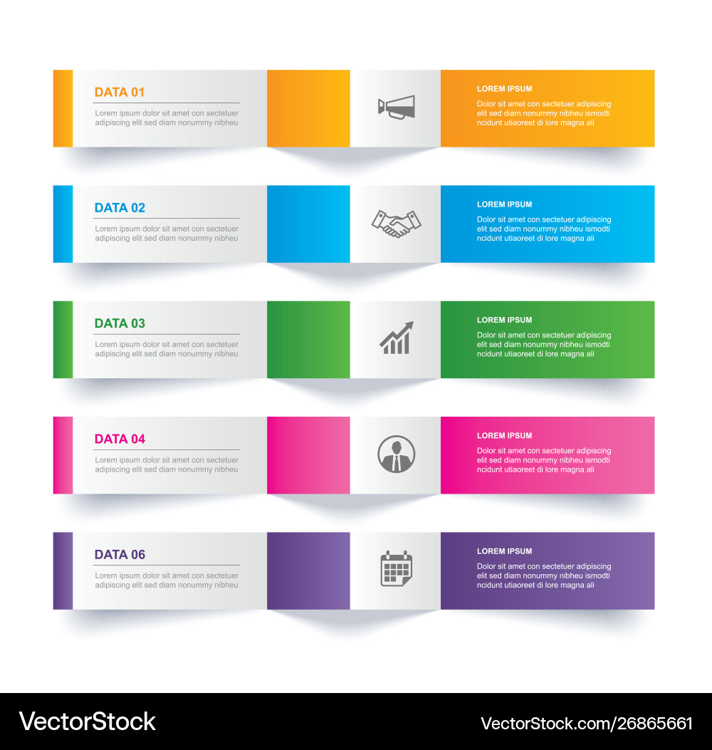 Infographics tab in horizontal paper index with 5 Infographics tab in horizontal paper index with 5 vector image