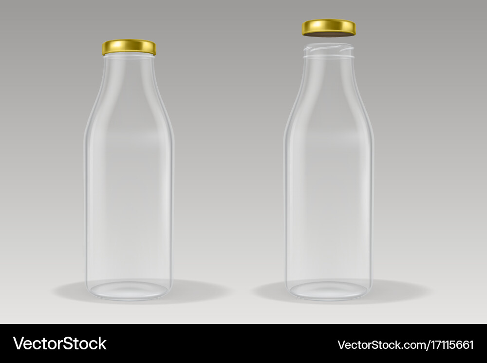 Realistic transparent closed and open empty vector image