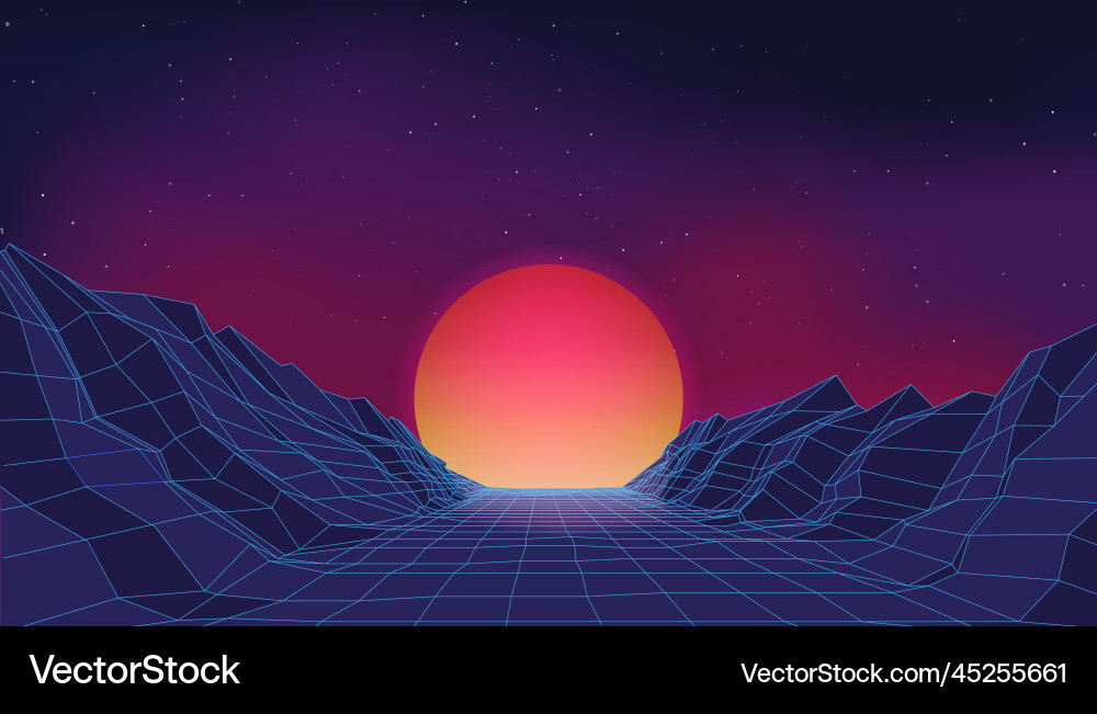 Retro neon synthwave arcade game background Retro neon synthwave arcade game background vector image