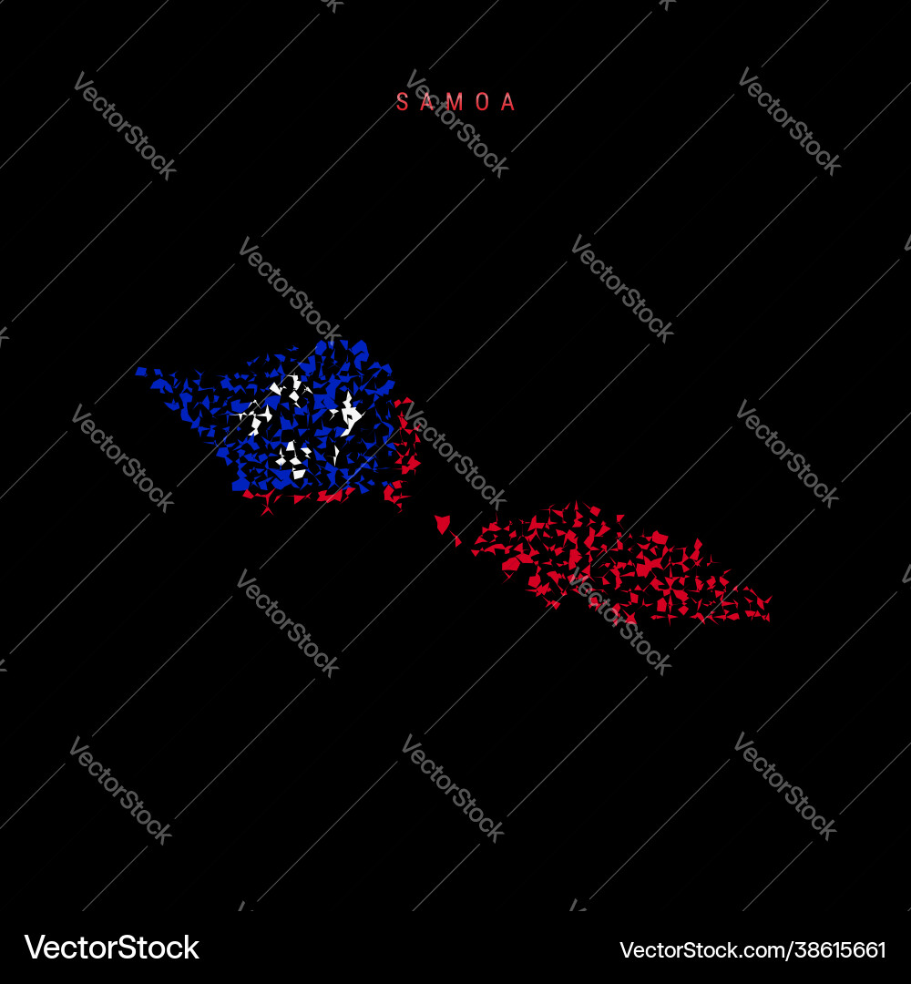 Samoa flag map chaotic particles pattern Vector Image