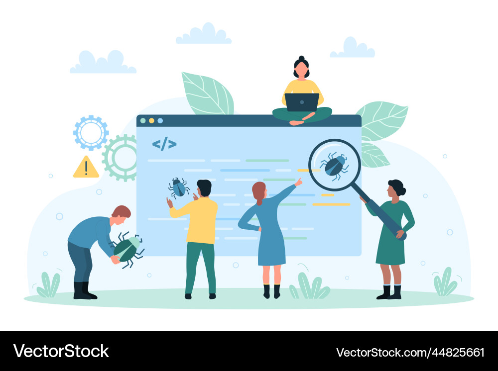 Software Bug Detection - Tiny Tester Vector Image