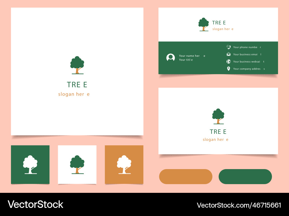 Tree logo design with editable slogan branding Tree logo design with editable slogan branding Vector Image