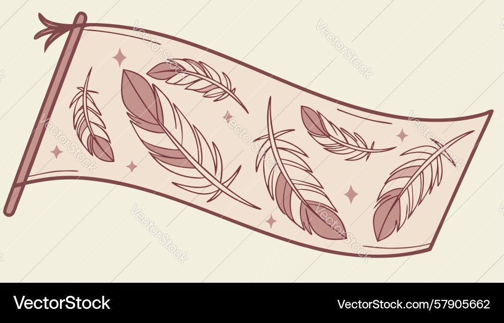 Elegant feather-patterned flag with warm tones Vector Image