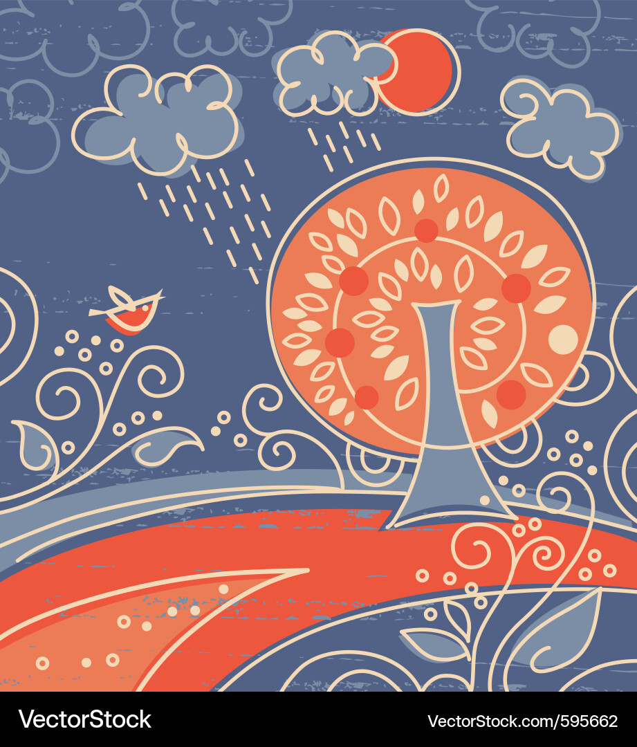 Floral Cartoon Background Vector Image