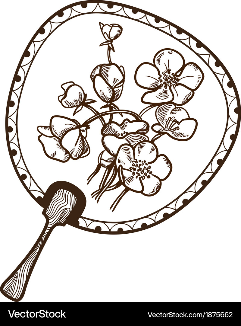 Ladys fan with pattern Vector Image