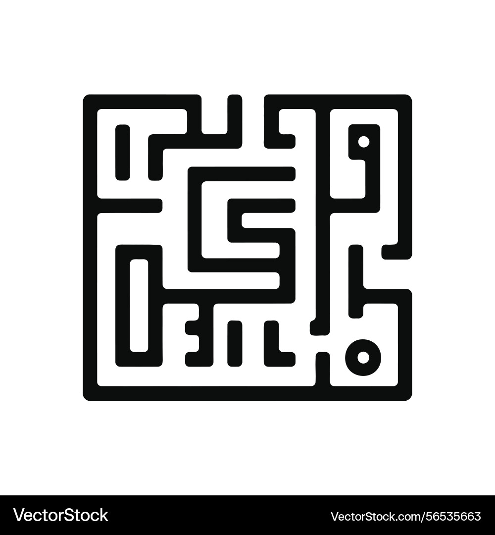 Black square maze pattern with transparent Vector Image