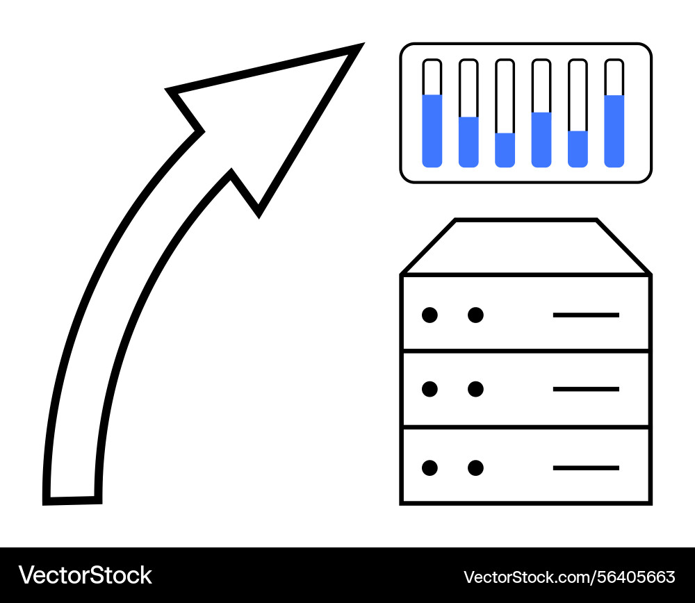 Data analytics and server growth vector image