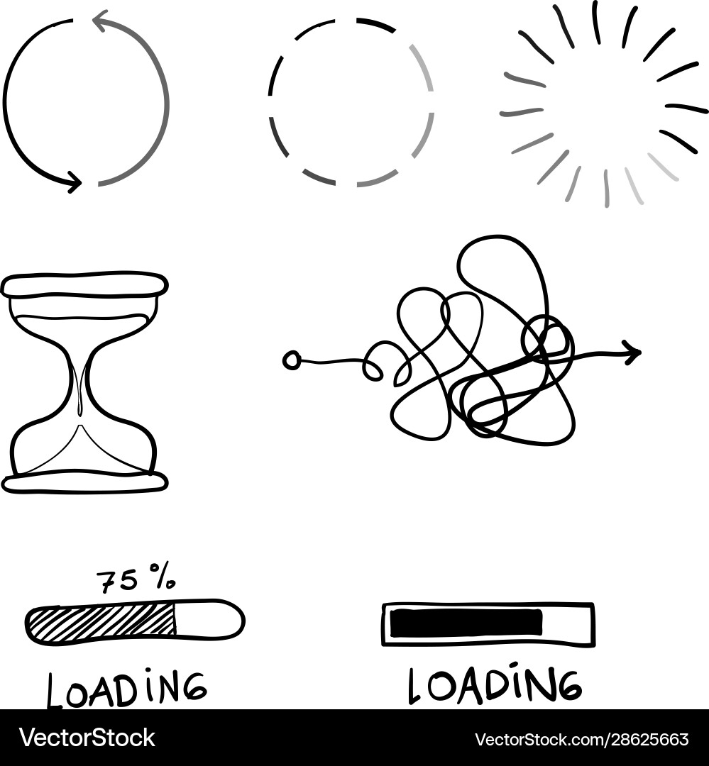 Doodle loading prices with handdrawn line Doodle loading prices with handdrawn line vector image
