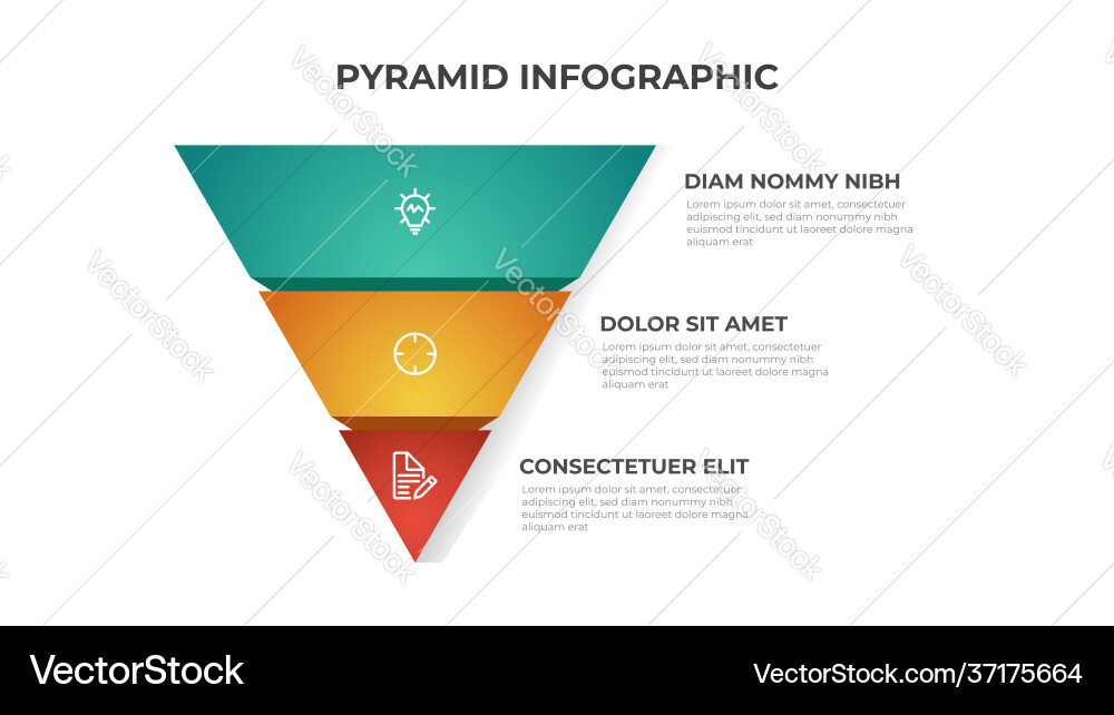 3 points pyramid list diagram infographic vector image