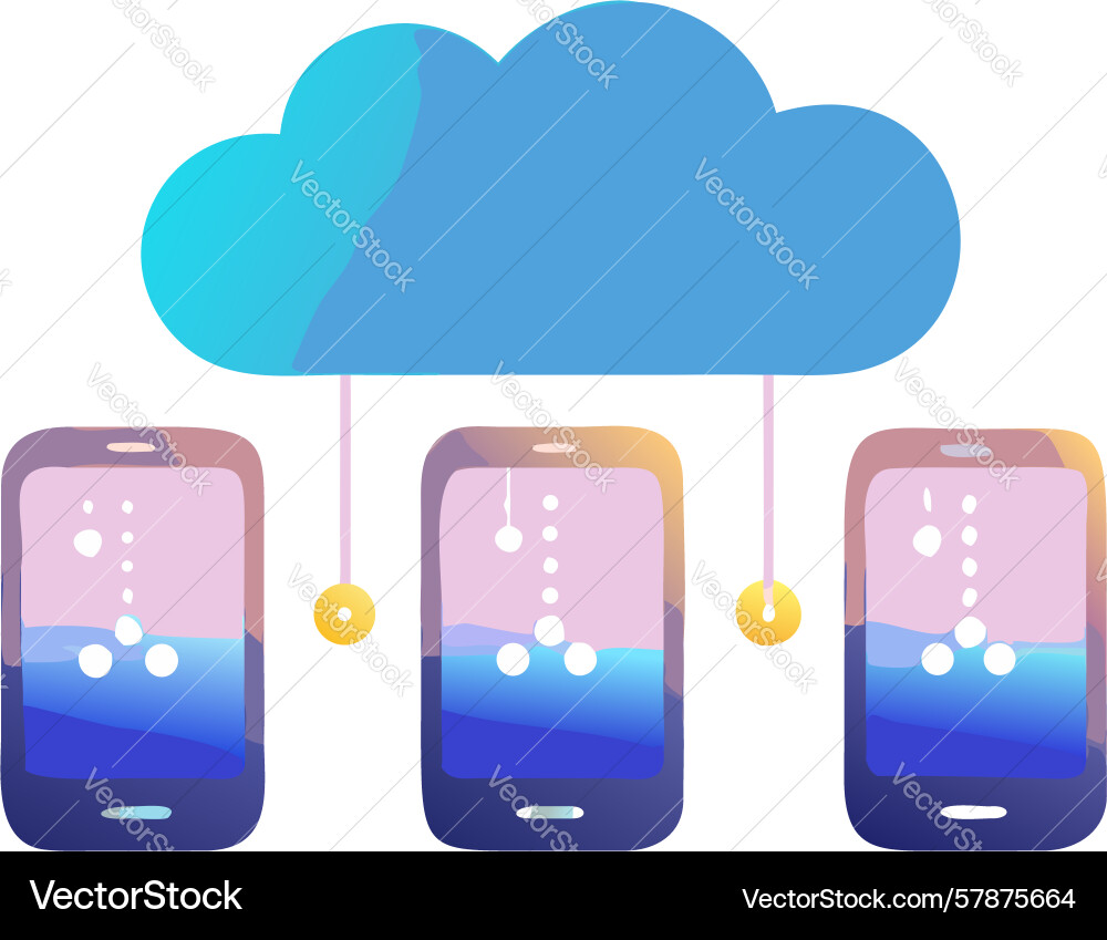 Cloud mobile sync network design generative ai Vector Image