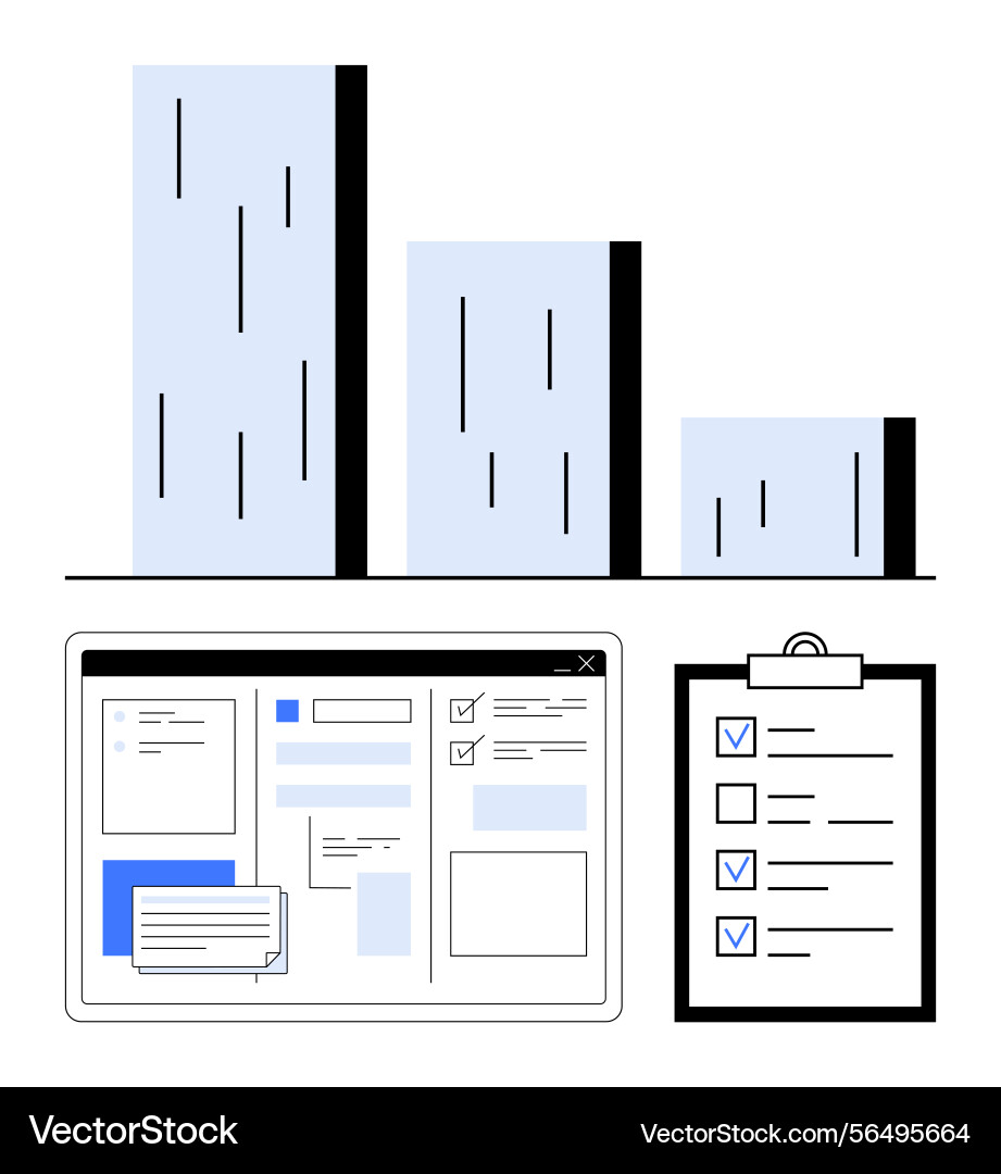 Data analysis with bar chart digital dashboard Data analysis with bar chart digital dashboard vector image