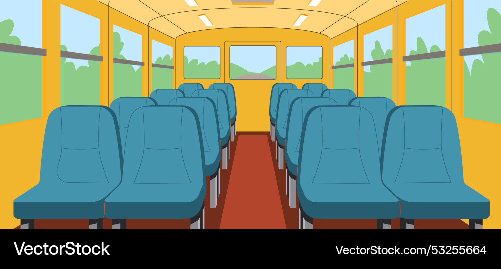 Empty bus salon with soft seats flat color Vector Image