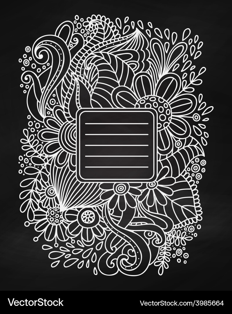 Floral Doodle Frame Vektorbild