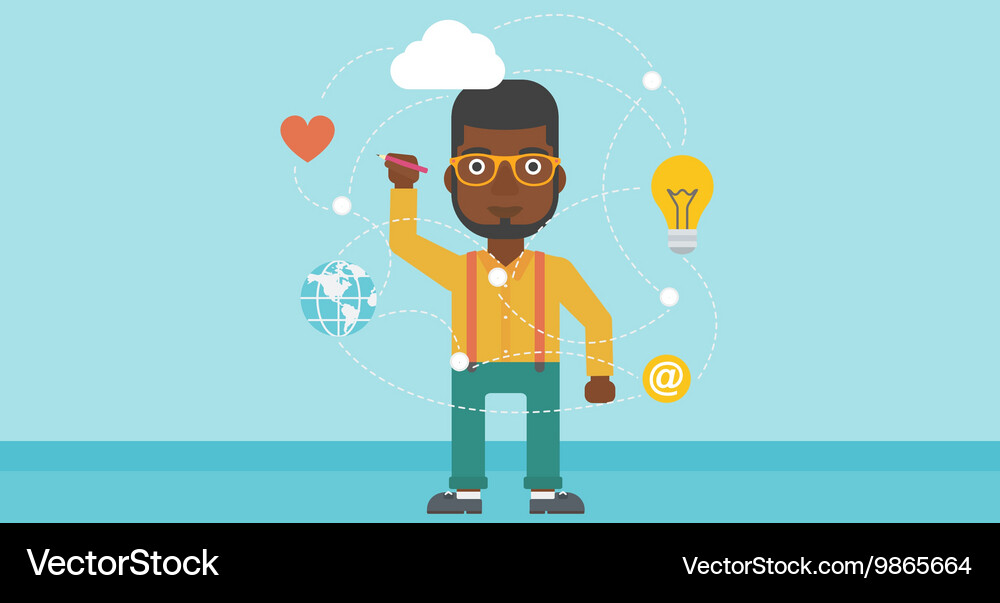 Man writing cloud computing on virtual screen Vector Image