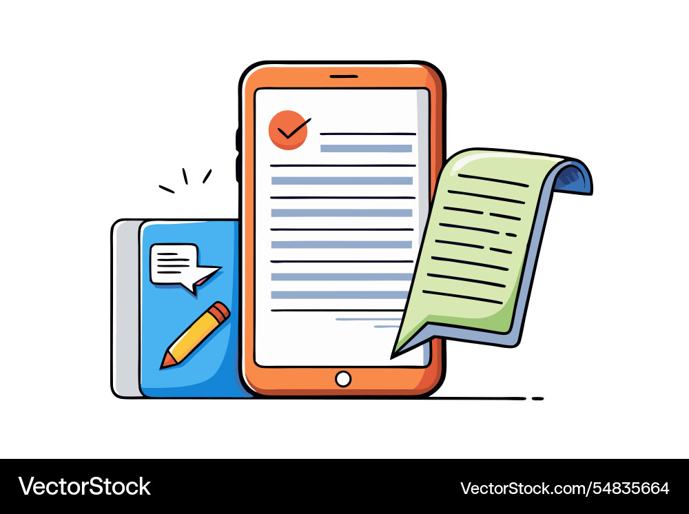 Modern mobile screens with text checklist Vector Image