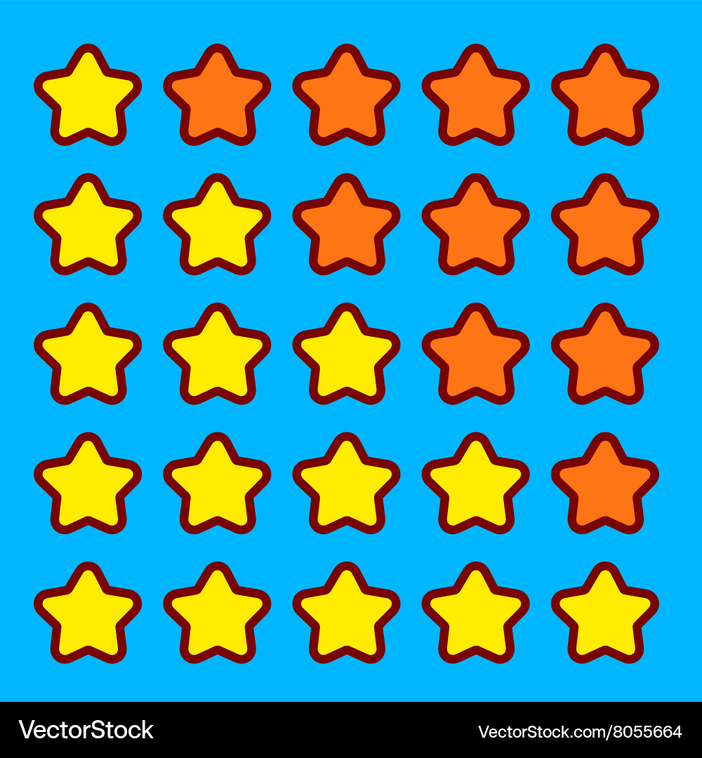 Orange game rating stars icons buttons interface Vector Image