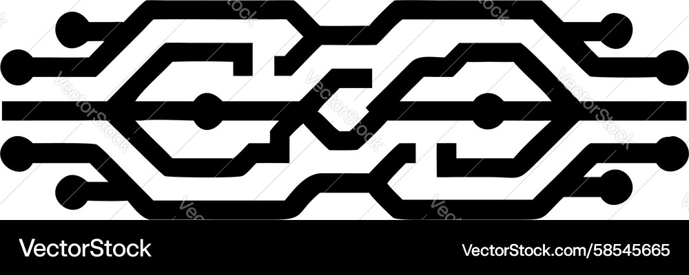 Curved Tech Circuit Pattern Vector Image