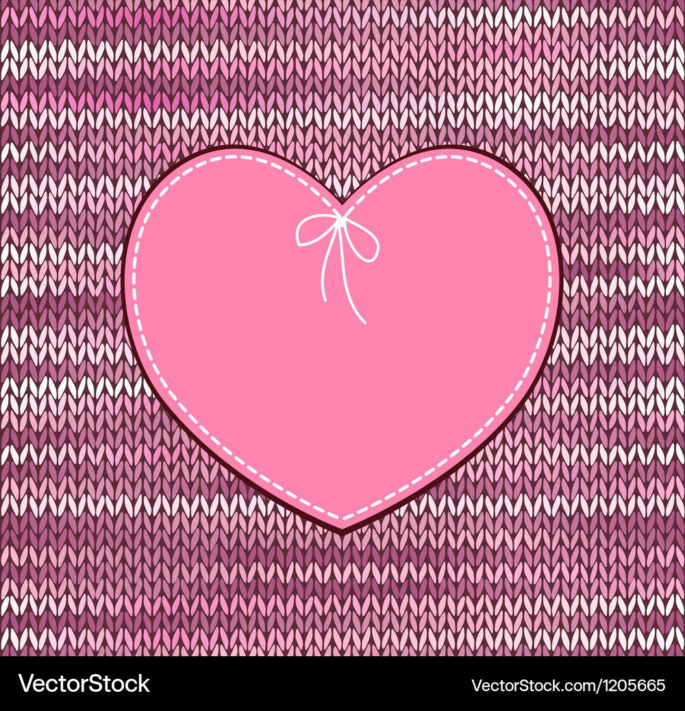 Heart shape design with knitted pattern Vector Image
