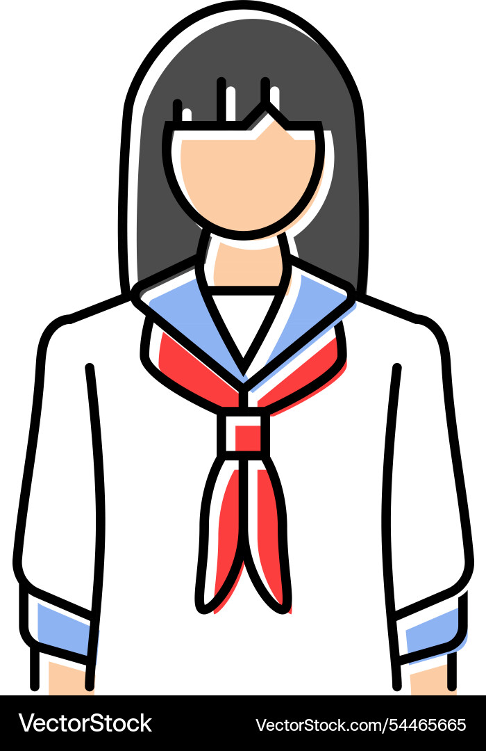 Japan Schule Mädchen Farbe Ikone Japan Schule Mädchen Farbe Ikone vektorbild