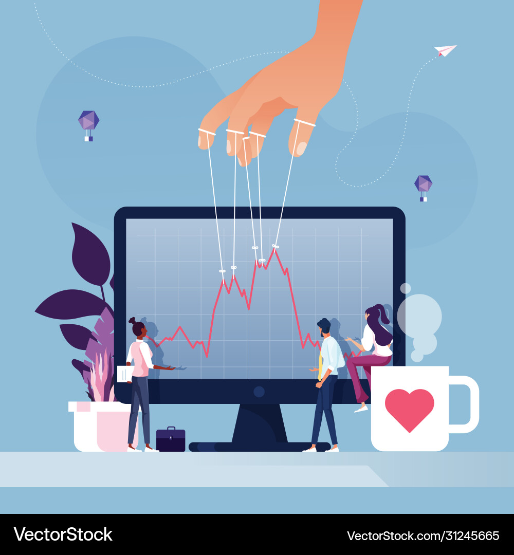 Puppeteer controlling chart Puppeteer controlling chart vector image