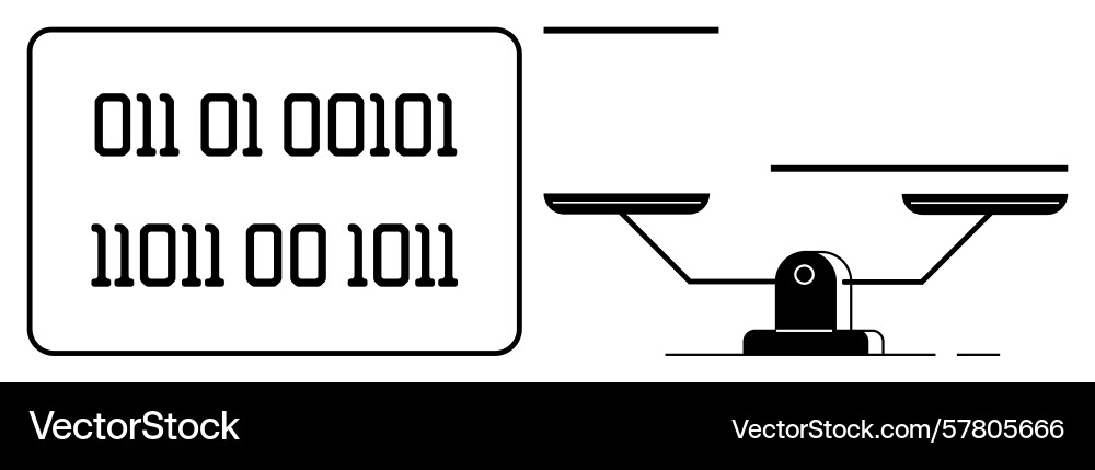 Binary code and balanced scale representing Binary code and balanced scale representing Vector Image